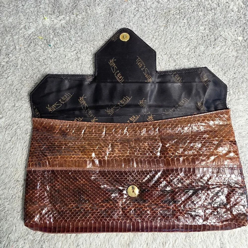 Vintage Ruth Saltz Clutch Genuine Snakeskin Envelope‎ Clutch Evening Bag EXOTIC